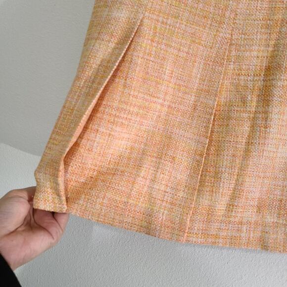 Pendleton Tweed Orange Peach 100% Silk Pleated Zip Petite Skirt Size 10 - Picture 5 of 10